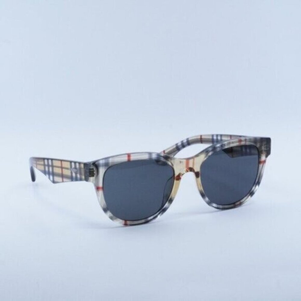 Burberry BE4432U 412287 Sunglasses Vintage Check Square Frame, Grey Lenses